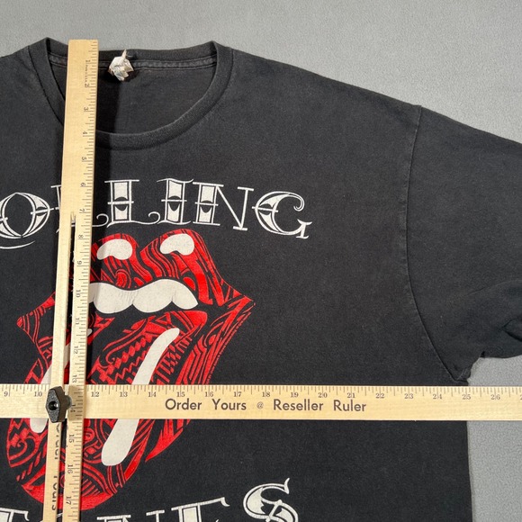 Rolling‎ Stones T Shirt Mens 2XL Black Faded 2013 Musidor Tribal Hot Lips - Picture 5 of 6